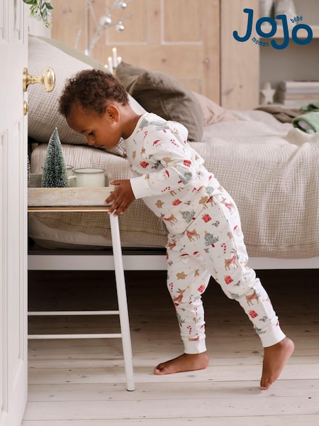 Jojo Maman Bébé Christmas Print Jersey Pyjamas (B11448) | €36