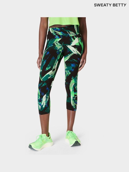 Sweaty Betty Green Areca Palm Print Power Cropped Workout Leggings (B11510) | €51
