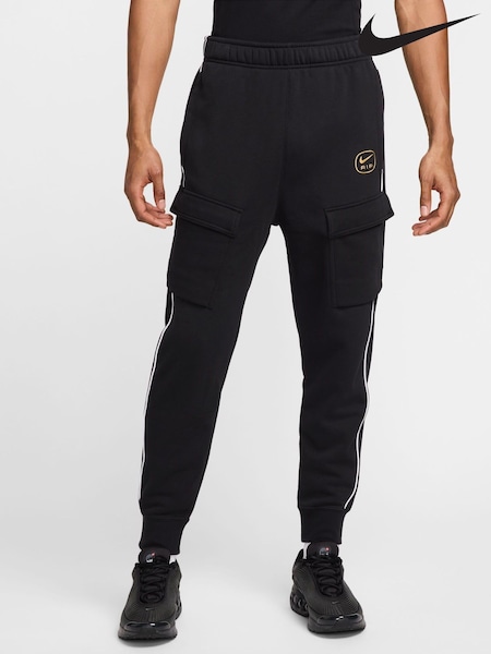 Negru - Pantaloni de jogging Nike Air Fleece tip cargo (B11522) | 338 LEI