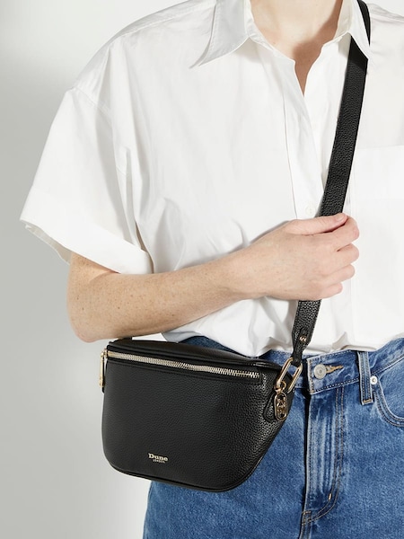 Negru - Dune London Small Dent Curved Cross-Body Bag (B11530) | 313 LEI