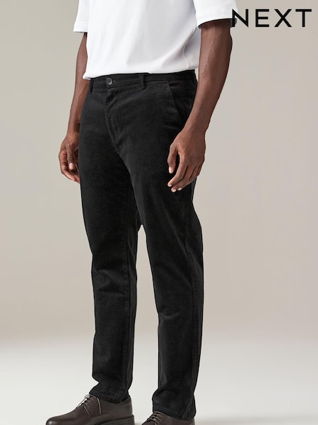 Black Slim Fit Corduroy Chino Trousers (B11582) | R$ 270