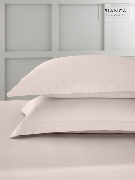 Bianca Set of 2 Blush Pink 400 Thread Count 100% Cotton Sateen Oxford Pillowcases (B11597) | AED82