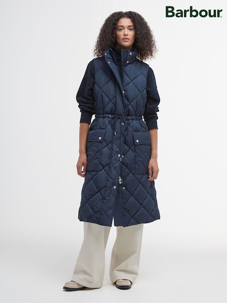 Barbour® Navy Rita Longline Puffer Gilet (B11616) | €133
