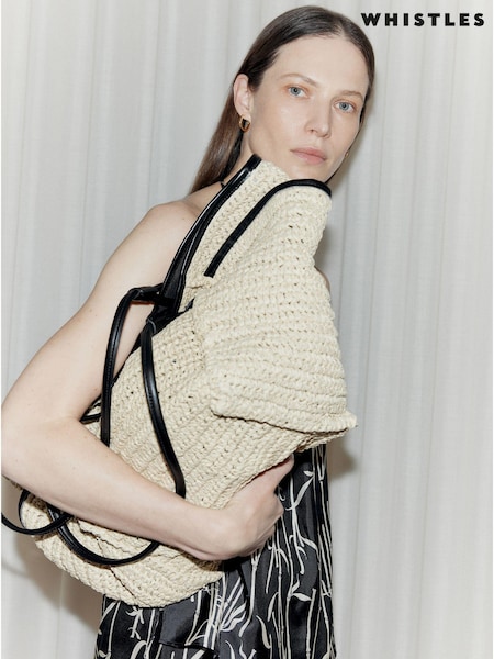 Whistles Nude Straw Zoelle Tote Bag (B11745) | €138
