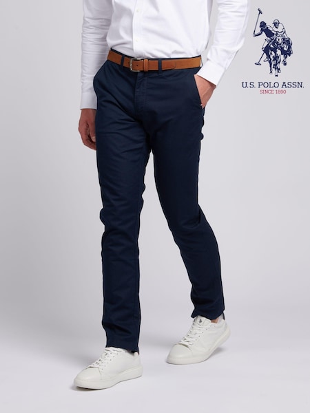 U.S. Polo Assn. Blue Mens Linen Blend Chinos (B11763) | €99
