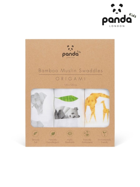 Panda London 3 Pack Origami 100% Bamboo Viscose Muslins (B11842) | €54