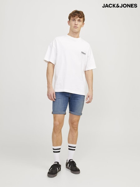 Albastru - Pantaloni scurti Jack & Jones Croială slim fit Rolled Hem Denim (B11903) | 133 LEI