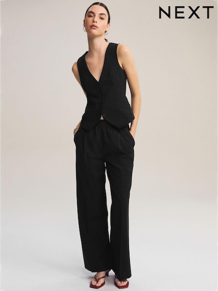 Чорний - Elasticated Back Wide Leg Trousers (B11915) | 1 201 грн