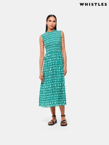 Whistles Green Linked Smudge Heidi Dress (B11927) | €89