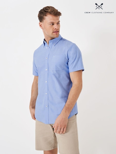 Albastru - Crew Clothing Mânecă scurtă  Oxford 100% Bumbac Cămăși (B11942) | 229 LEI