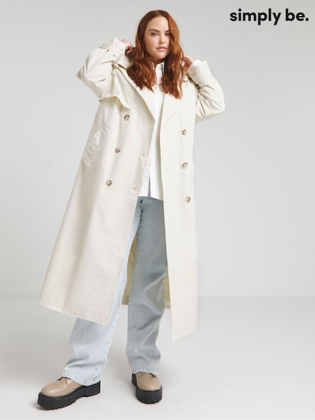 Simply Be Cream Premium Maxi Trench Coat (B11983) | €46