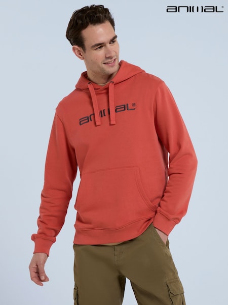 כתום - Animal Mens Driver Logo 100% Cotton Hoodie (B12058) | ‏251‏₪