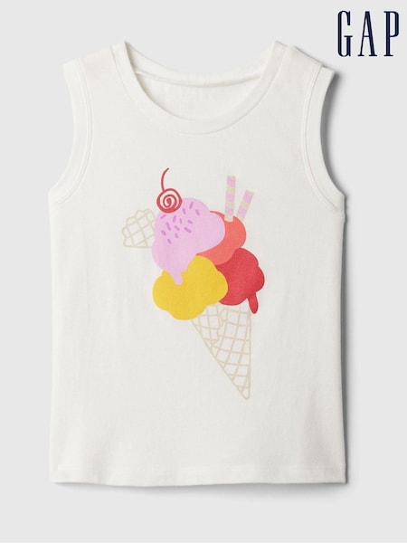 Gap White/Red Summer Sleeveless Vest Top (Newborn-5yrs) (B12074) | €4.50