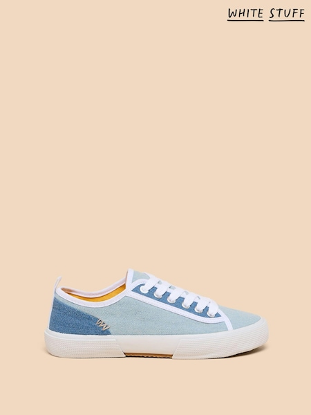 White Stuff Blue Pippa Canvas Lace-Up Trainers (B12107) | AED102