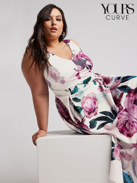 Yours Curve Pink London V-Neck Pleated Dress (B12129) | €82