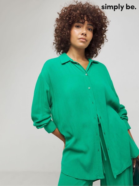 Simply Be Green Oversized Crinkle Shirt (B12186) | €21