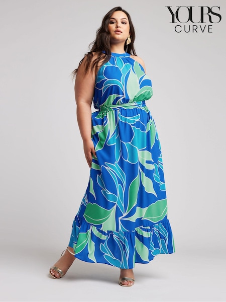 Yours Curve Blue London Abstract Print Maxi Dress (B12227) | 297 QAR