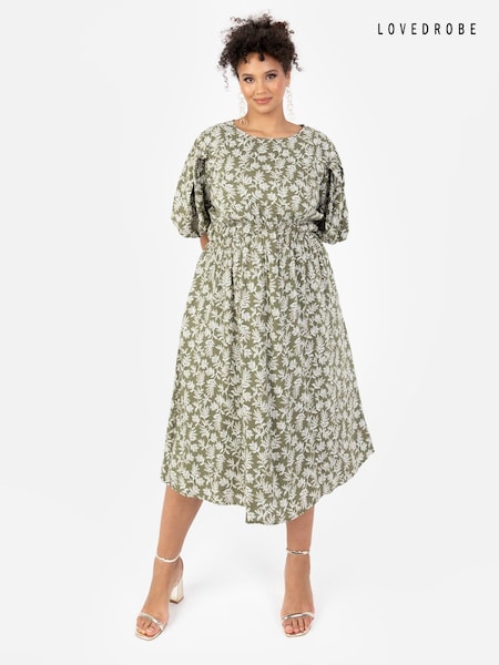 Cross Over Elasticated Detail Waist Textured Midi Dress (B12231) | €21