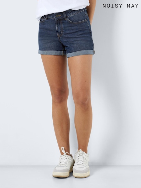 Ciemnoniebieski - NOISY MAY Mid Rise Stretch Denim Shorts (B12252) | 72 zł
