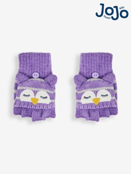 JoJo Maman Bébé Lilac Owl Striped Gloves (B12278) | €7.50