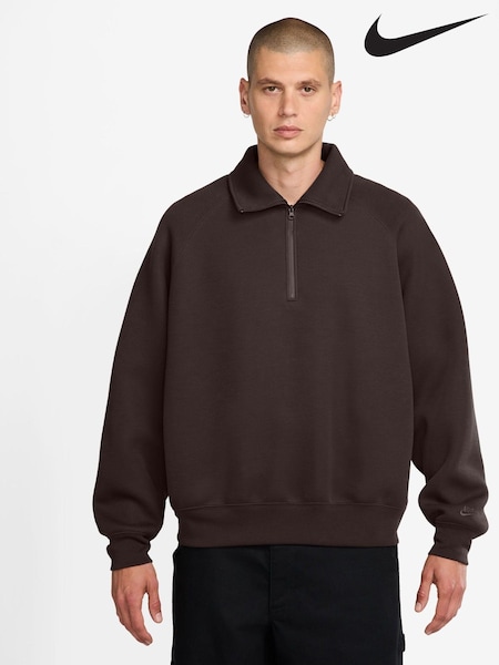 Nike Brown Sportswear Tech Fleece Quarter Zip Top (B12370) | €86