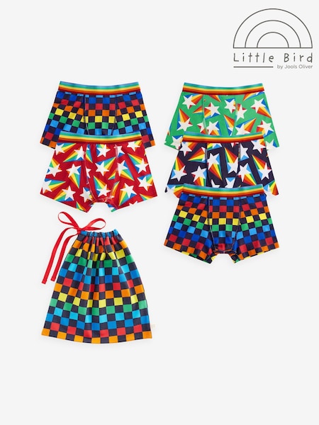 Little Bird by Jools Oliver Boys Star And Checkerboard Trunks 5 Pack (B12401) | 31 € - 34 €