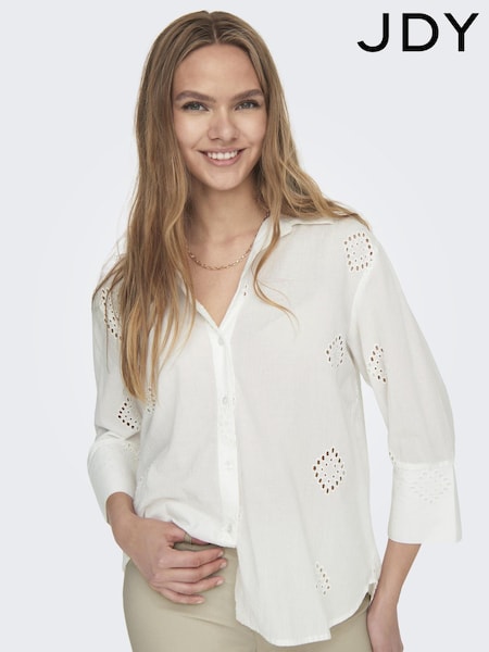 Alb - JDY 100% bumbac Broderie Relaxed Summer Cămăși (B12432) | 125 LEI