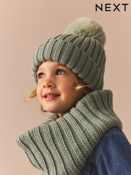 Sage zelena - Rib Pom Beanie Hat (3mths-16yrs) (B12487) | € 4 - € 7