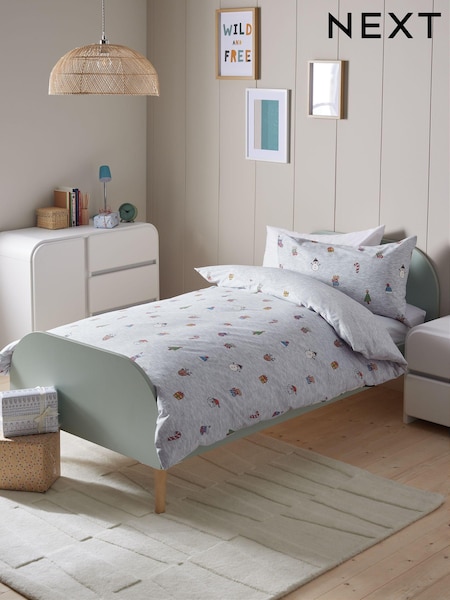 Grey Santa Christmas Duvet Cover and Pillowcase Set (B12507) | €15 - €16