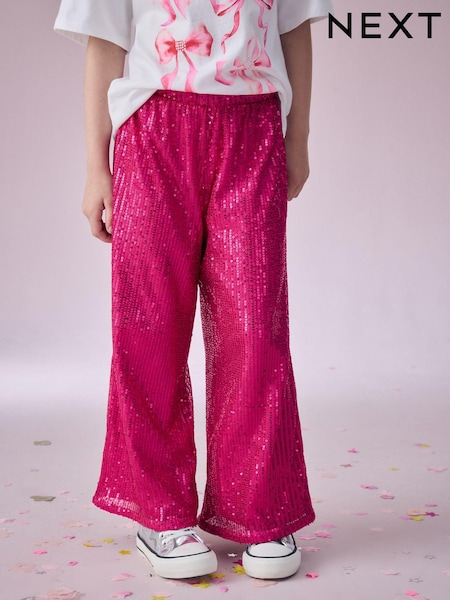 Pink Wide Leg Sequin Trousers (3-16yrs) (B12539) | AED48 - AED67