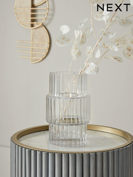 Clear Small Ribbed Glass Vase (B12549) | €15.50