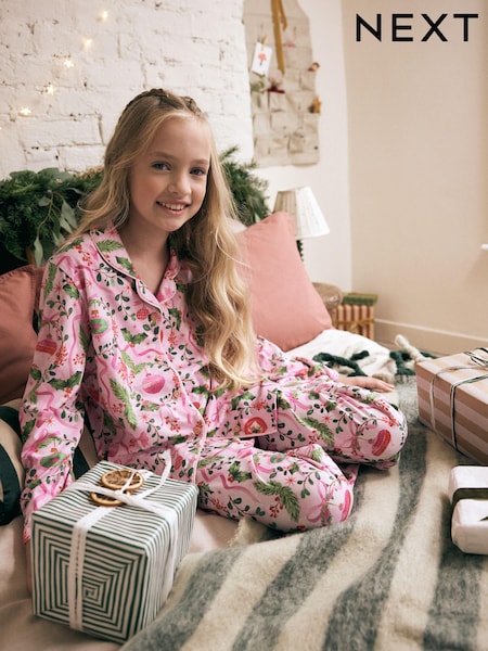 Christmas Jersey Button Through 100% Cotton Pyjamas 1 Pack (3-16yrs) (B12553) | € 14 - € 19
