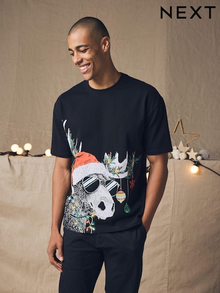 Black Moose Christmas 100% Cotton T-Shirt (B12556) | €13