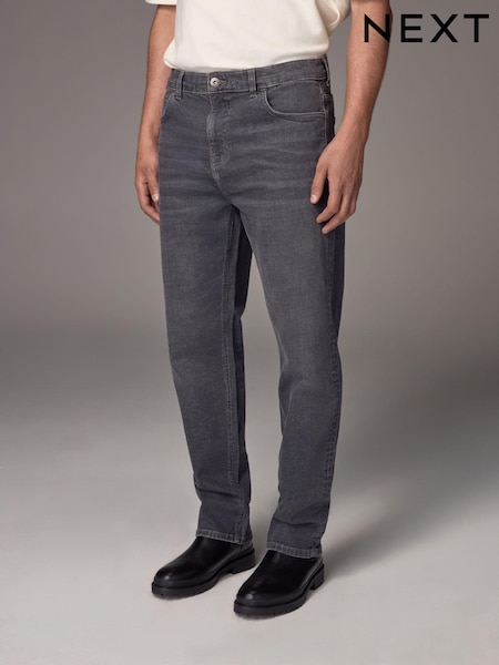 Charcoal Grey Straight Fit Vintage Wash Denim Jeans (B12610) | €34
