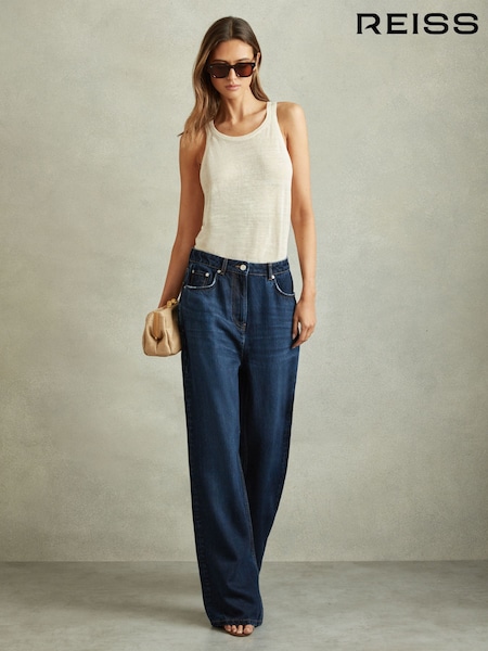 Reiss Dark Blue Lyle Lightweight Viscose Blend Relaxed Jeans (B12622) | €210