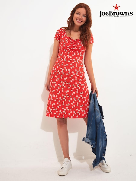 Joe Browns Ditsy Daisy Print Sweetheart Neckline Jersey Dress (B12670) | 178 LEI