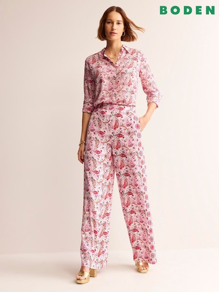 Boden Pink Palazzo Fluid Crepe Trousers (B12674) | €66