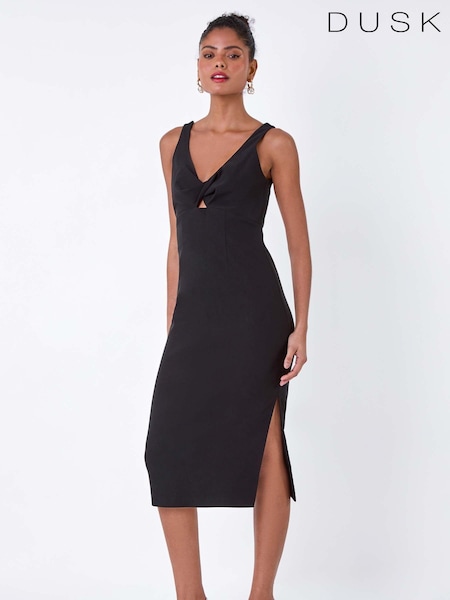 Dusk Black Cut Out Twist Detail Stretch Dress (B12676) | €34
