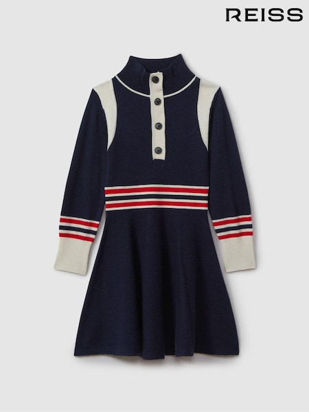 Reiss Vienne Knitted Button-Through Funnel Neck Skater Dress (B12738) | 123 €