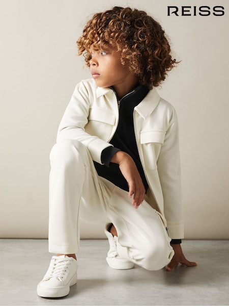 Reiss Off White Ventura 9-13 yrs Twill Zip-Front Jacket (B12868) | €64