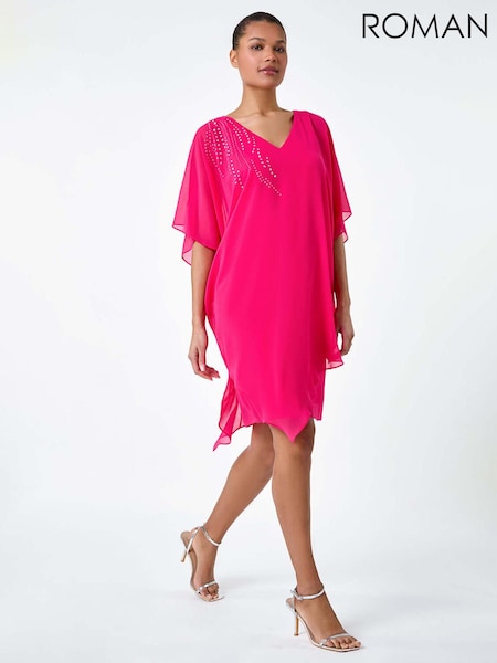 Roman Embellished Cold Shoulder Overlay Dress (B12940) | 287 LEI