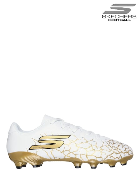 Skechers White / Gold Older Kids Firm Ground Football Boots (B12942) | ‏221‏₪