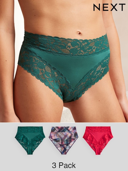 С принтом/простой - Floral Lace Knickers 3 Pack (B12950) | €11