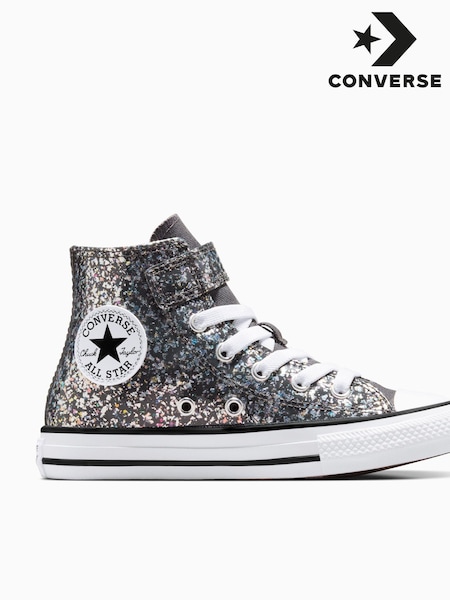 Converse Grey Junior Chuck Taylor Glitter 1V Trainers (B12978) | AED183
