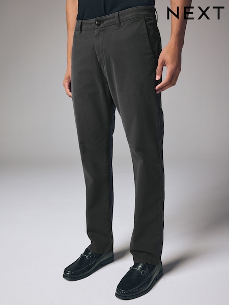 Charcoal Grey Slim Fit Premium Soft Touch Chino Trousers (B14015) | AED105