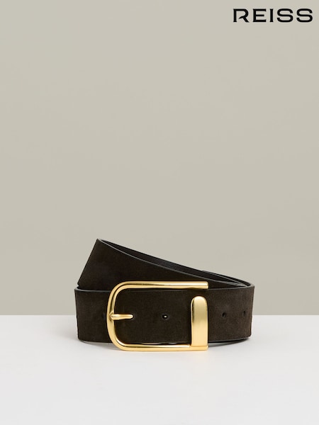 Chocolate - Reiss Iyla Half Keeper Belt (B14034) | 644 LEI
