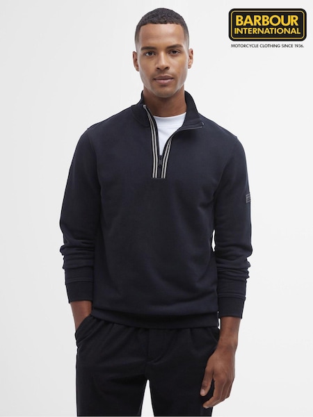 Barbour® International Lincoln Tipped Funnel Black 100% Cotton Sweatshirt (B14089) | €83