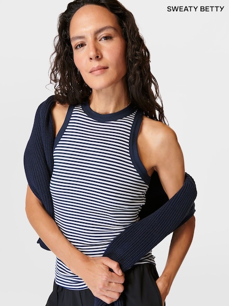 Sweaty Betty Navy White Stripe Harper Racer Tank Top (B14110) | €35