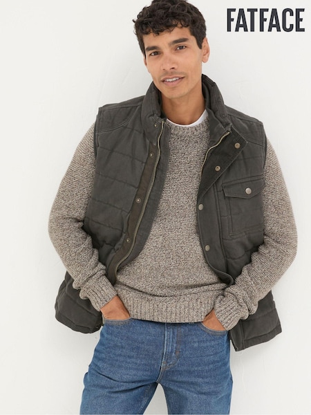 FatFace Wardley Brown Canvas Gilet (B14130) | €66