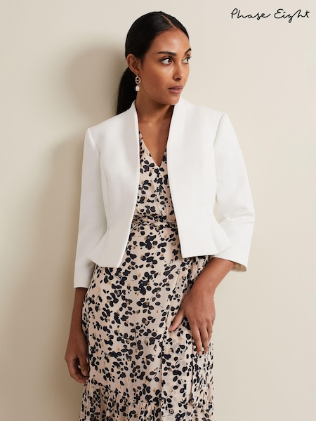 Phase Eight White Petite Daisy Peplum Jacket (B14145) | OMR35
